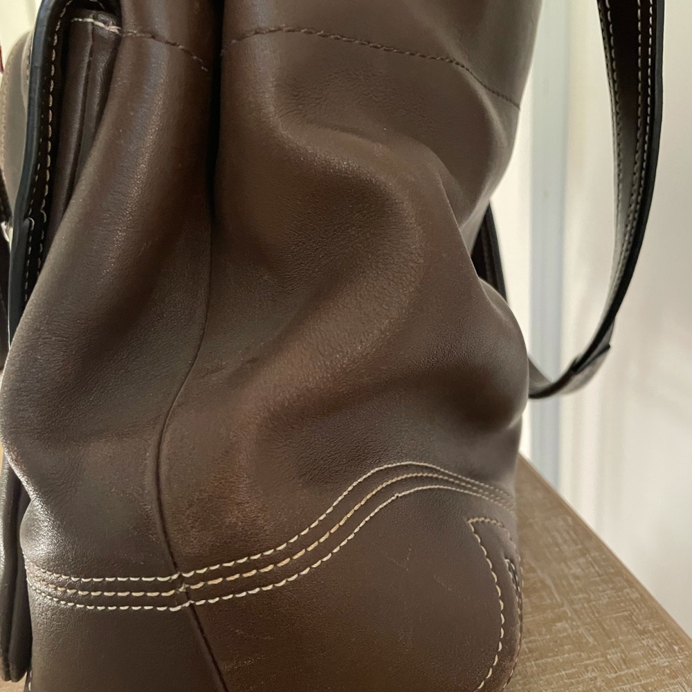 Brown leather large shoulder bag - Picture 2 of 13